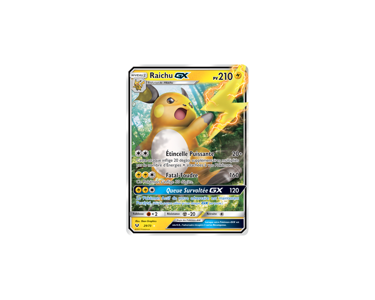 Carte Pokémon Raichu GX 210 Pv - SL3.5 - 29/73