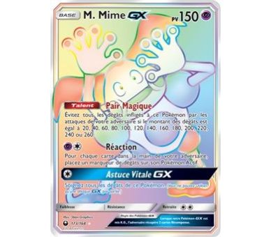 Carte Pokemon Secrète M. Mime GX pv 150 Arc En Ciel Full Art - 173/168 SL07