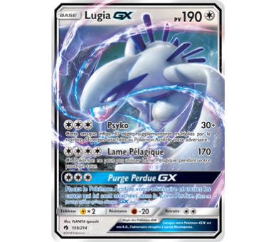 Carte Pokémon Gx : Lugia GX pv 190 159/214 de SL08 Tonnerre Perdu