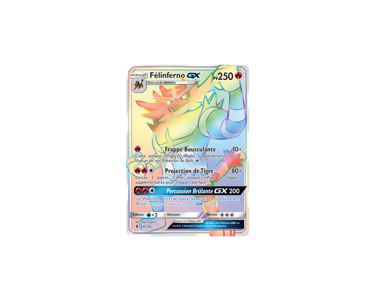 Carte Pokémon Félinferno Gx Secrète Arc en Ciel Pv 250 147/145 Cart