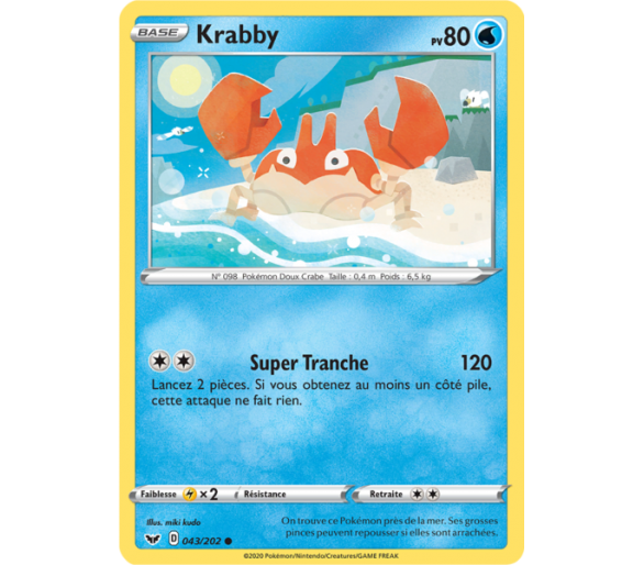 Carte Commune Krabby Pv 80 43/202  Épée et Bouclier