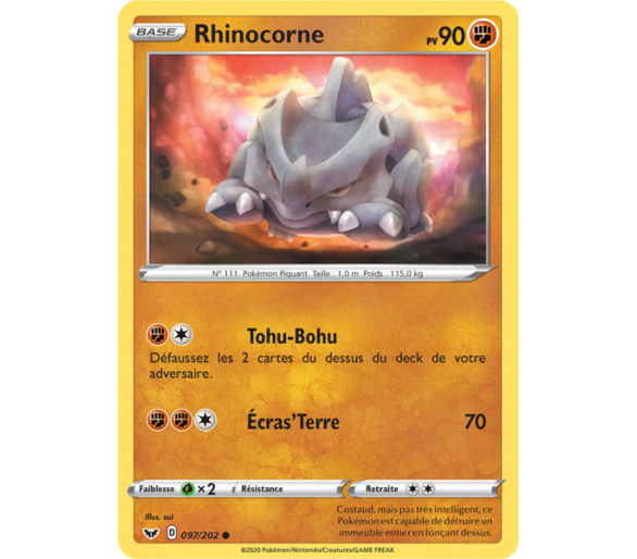 Rhinocorne Pv 90 Carte Commune 97/202 - Epée et Bouclier