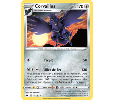 Corvaillus  Pv 170 Carte Rare Reverse 135/202 - Epée et Bouclier