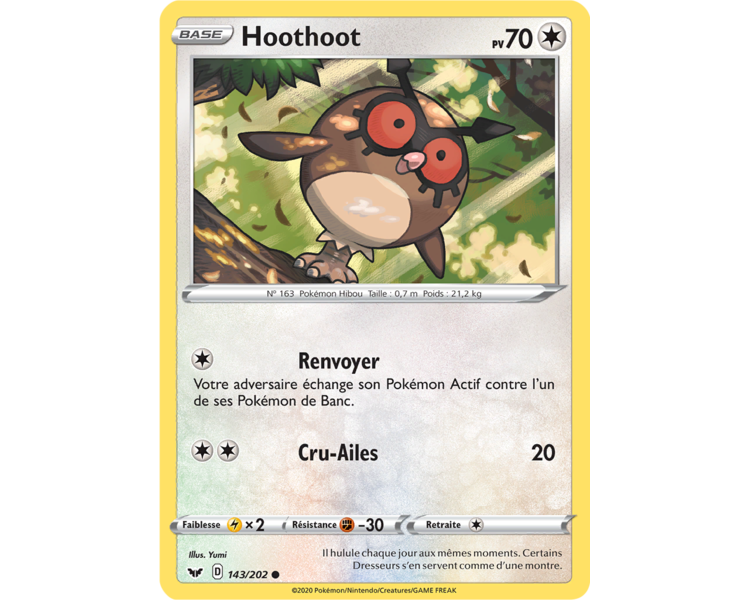 Hoothoot Pv 70 Carte Commune 143/202 - Epée et Bouclier