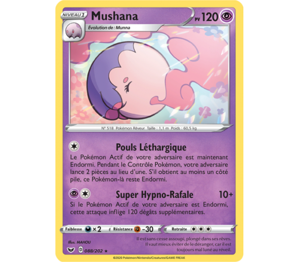 Mushana Pv 120 Carte Rare 88/202 Épée et Bouclier