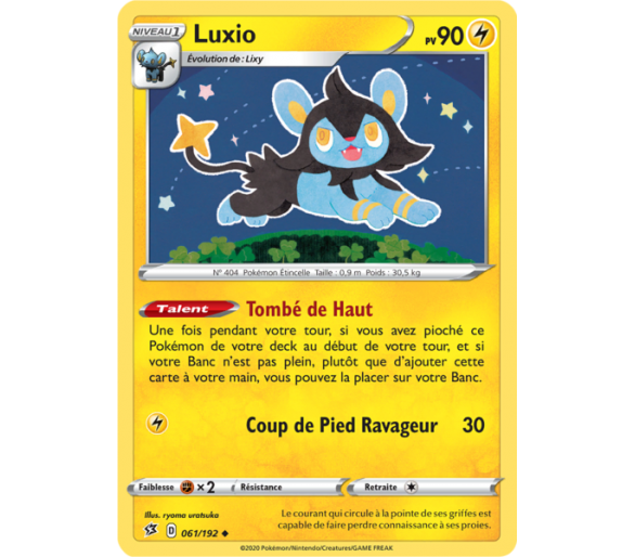 Luxio Pv 90 61/192 - Carte Peu Commune - Epée et Bouclier - Clash des rebelles