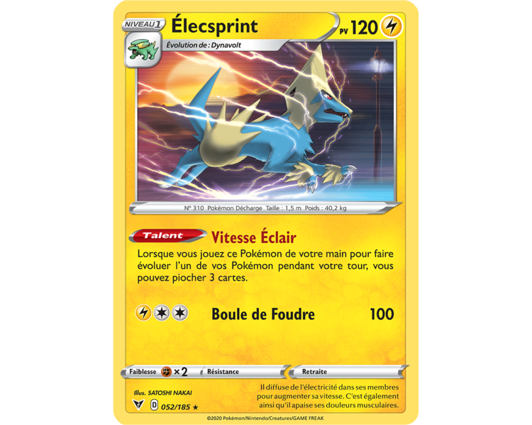 Élecsprint Pv 120 052/185 - Carte Rare - Épée et Bouclier 4 - Voltage Éclatant