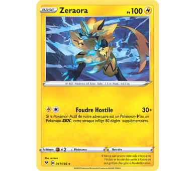 Zeraora Pv 100 061/185 - Carte Rare Reverse - Épée et Bouclier 4 - Voltage Éclatant