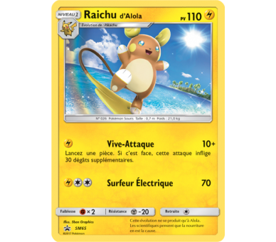 Raichu d'Alola Pv 110 SM65 - Carte Pokémon Holograpique