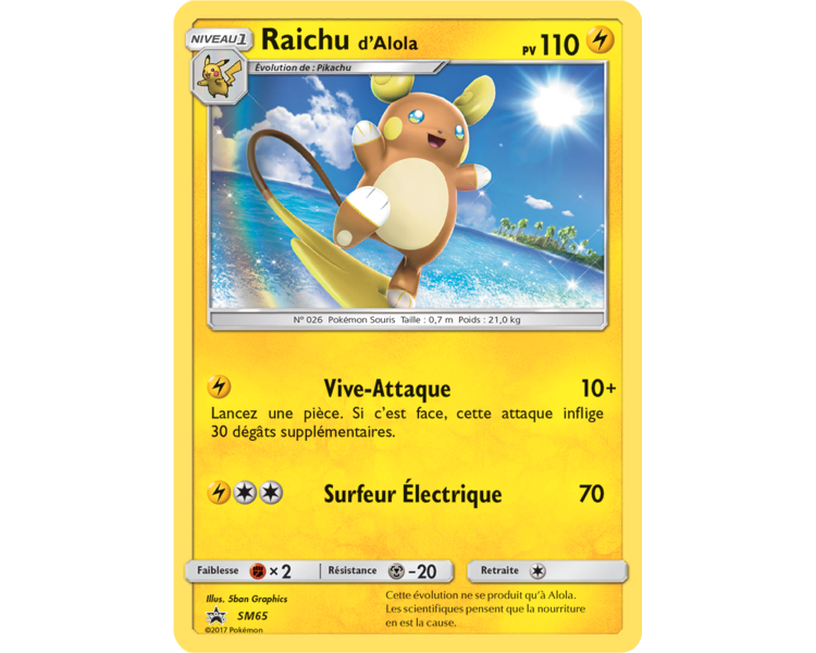 Raichu d'Alola Pv 110 SM65 - Carte Pokémon Holograpique