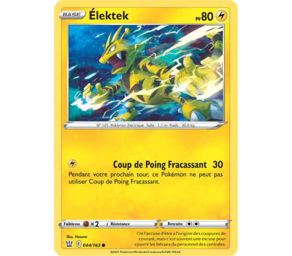 Élektek Pv 80 044/163 - Carte Commune Reverse - Épée et Bouclier 5 - Styles de Combat