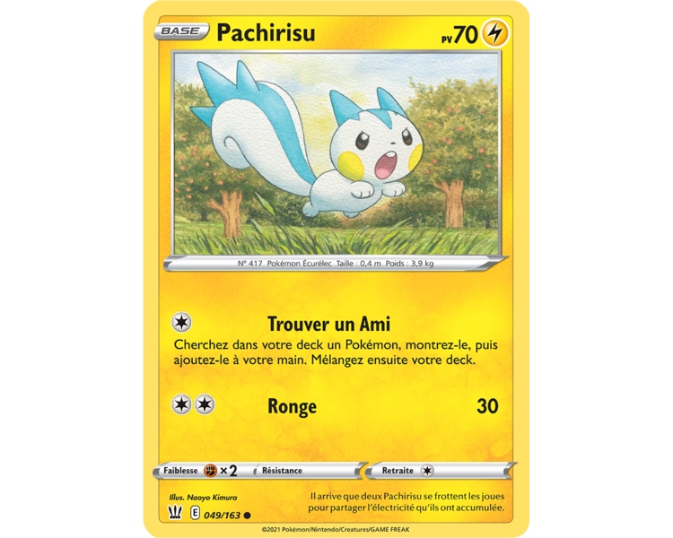 Pachirisu Pv 70  049/163 - Carte Commune Reverse - Épée et Bouclier 5 - Styles de Combat