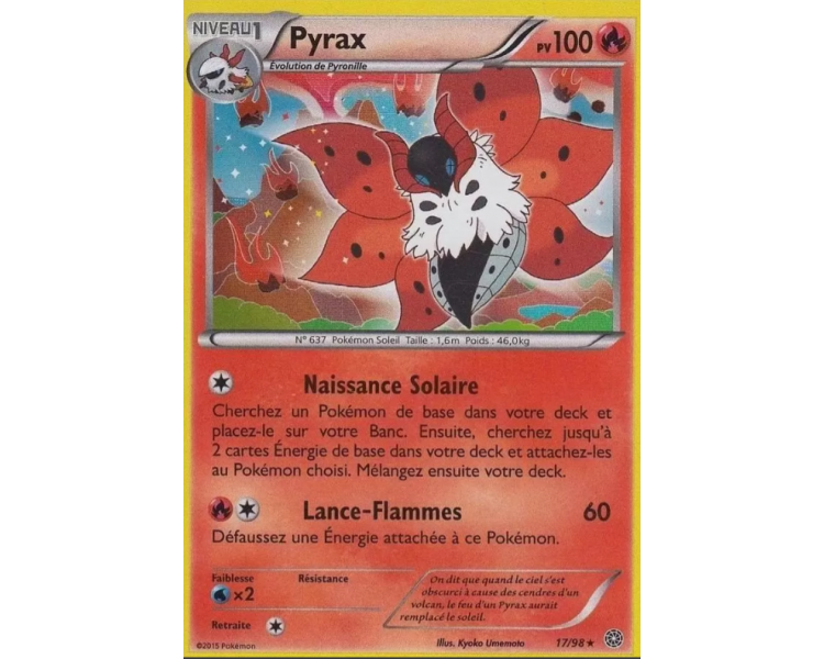 Carte Pokémon Holographique Pyrax Pv 100 - 17/98