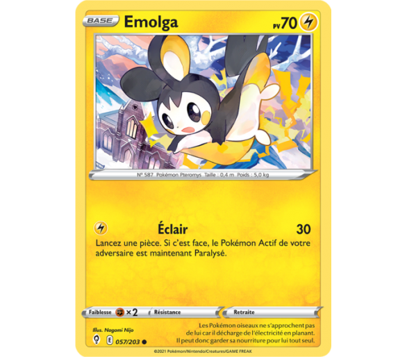 Emolga Pv 70 057/203 - Carte Commune - Épée et Bouclier - Évolution Céleste