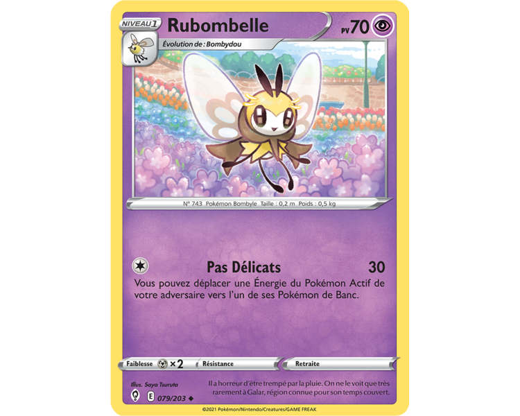 Rubombelle Pv 70 079/203 - Carte Peu Commune Reverse - Épée et Bouclier - Évolution Céleste