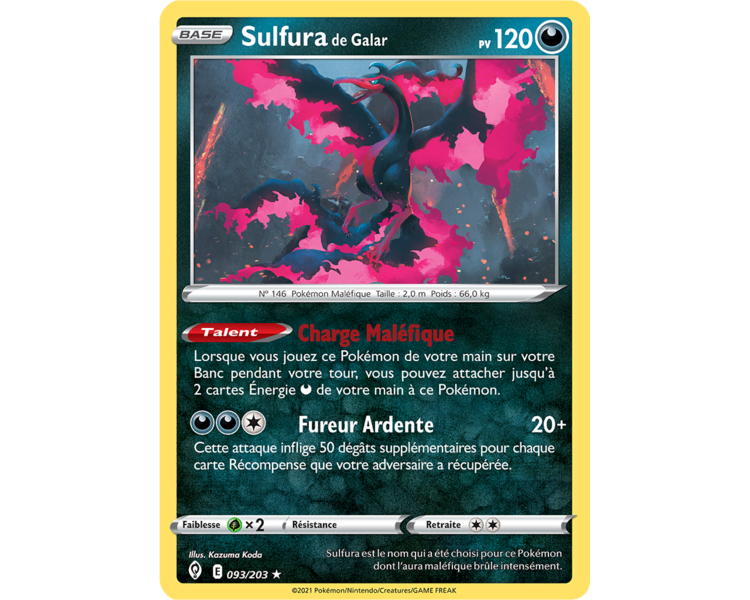 Sulfura de Galar Pv 120 093/203 - Carte Rare Reverse - Épée et Bouclier - Évolution Céleste