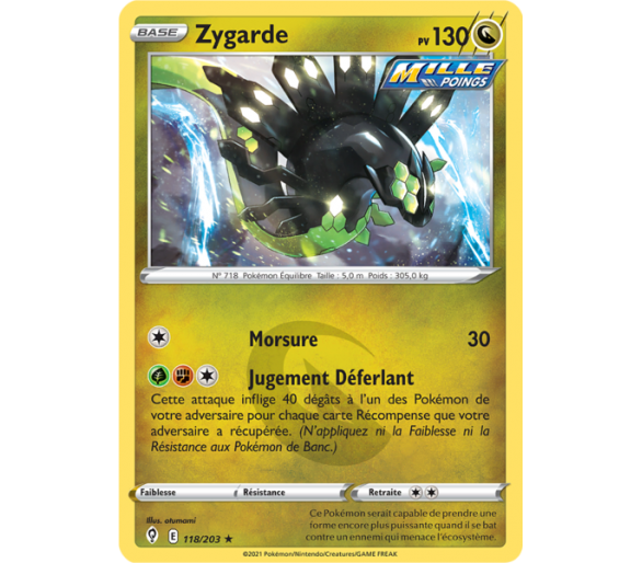 Zygarde Pv 130 118/203 - Carte Rare Holographique - Épée et Bouclier - Évolution Céleste