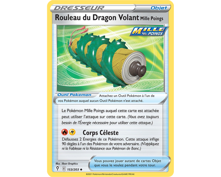Objet - Rouleau du Dragon Volant Mille Poings 153/203 - Carte Peu Commune Reverse - Épée et Bouclier - Évolution Céleste