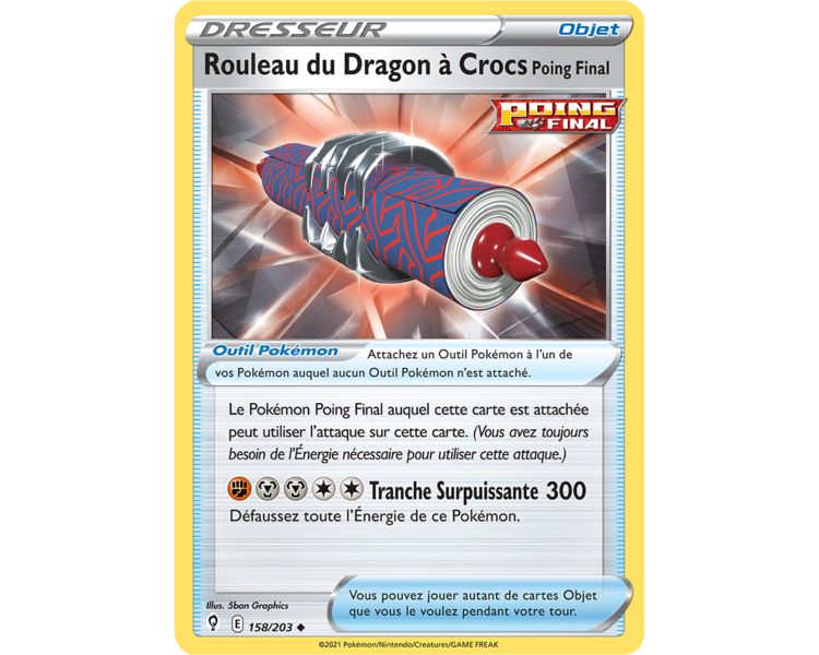Objet - Rouleau du Dragon à Crocs Poing Final 158/203 - Carte Peu Commune - Épée et Bouclier - Évolution Céleste