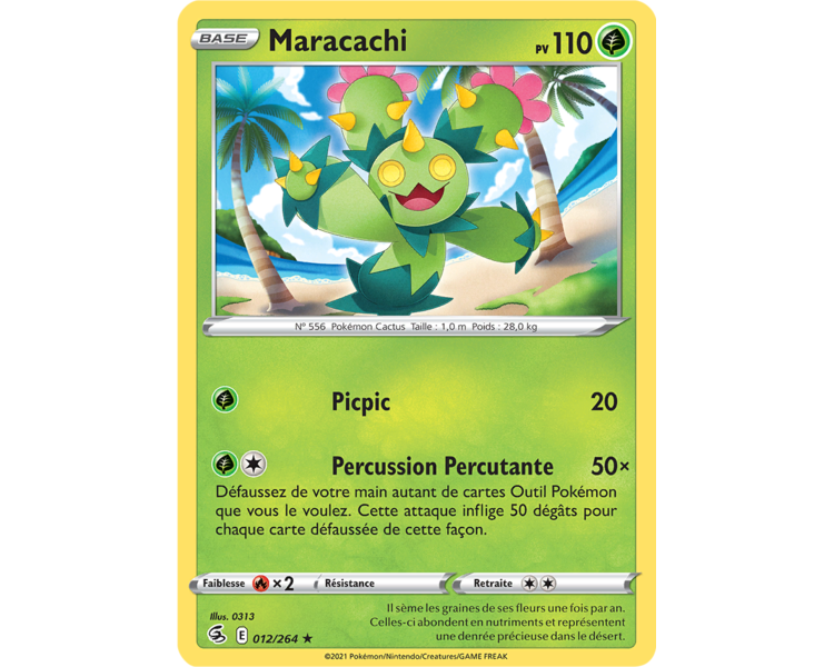 Maracachi Reverse Carte Pokemon Française 12/114 Noir et Blanc