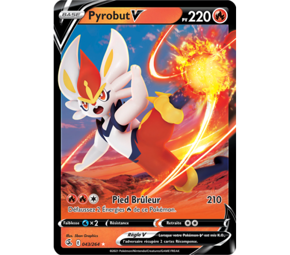 Pyrobut-V Pv 220 043/264 - Carte Ultra Rare - Épée et Bouclier - Poing de Fusion