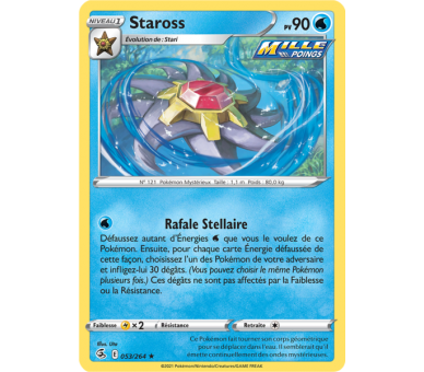 Staross Pv 90 053/264 - Carte Rare Reverse - Épée et Bouclier - Poing de Fusion