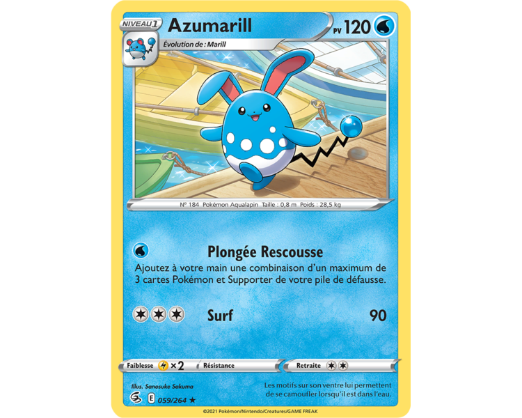 Azumarill Pv 120 059/264 - Carte Rare - Épée et Bouclier - Poing de Fusion