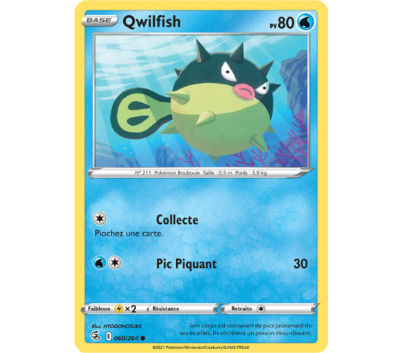 Qwilfish Pv 80 060/264 - Carte Commune - Épée et Bouclier - Poing de Fusion