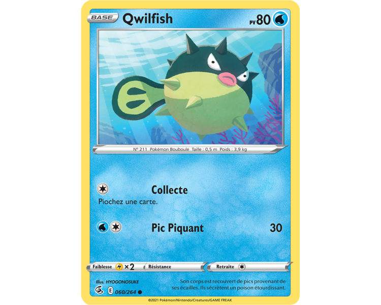 Qwilfish Pv 80 060/264 - Carte Commune - Épée et Bouclier - Poing de Fusion