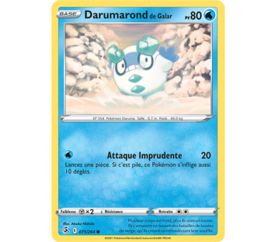 Darumarond de Galar Pv 80 071/264 - Carte Commune - Épée et Bouclier - Poing de Fusion