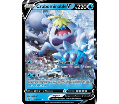 Crabominable-V Pv 220 076/264 - Carte Ultra Rare - Épée et Bouclier - Poing de Fusion