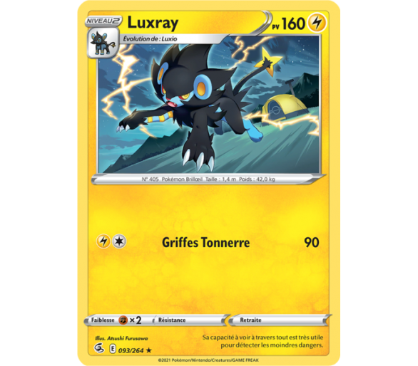 Luxray Pv 160 093/264 - Carte Rare - Épée et Bouclier - Poing de Fusion