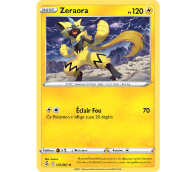 Zeraora Pv 120 102/264 - Carte Rare Reverse - Épée et Bouclier - Poing de Fusion