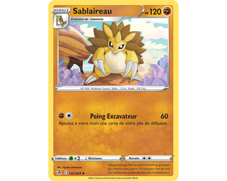 Sablaireau Pv 120 132/264 - Carte Peu Commune Reverse - Épée et Bouclier - Poing de Fusion