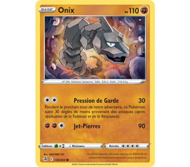 Onix Pv 110 138/264 - Carte Commune Reverse - Épée et Bouclier - Poing de Fusion