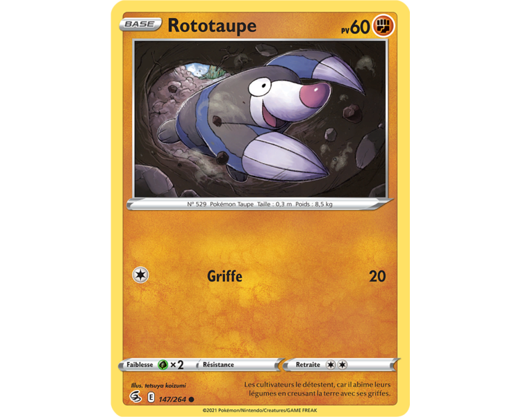 Rototaupe Pv 60 147/264 - Carte Commune - Épée et Bouclier - Poing de Fusion