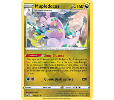 Muplodocus Pv 160 197/264 - Carte Rare Reverse - Épée et Bouclier - Poing de Fusion