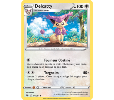 Delcatty Pv 100 211/264 - Carte Peu Commune - Épée et Bouclier - Poing de Fusion