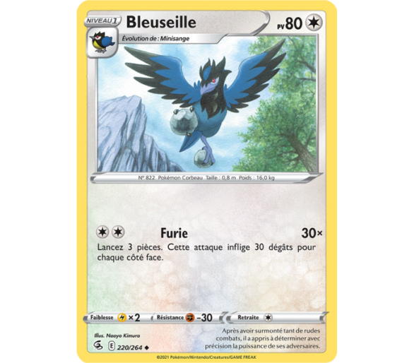 Bleuseille Pv 80 220/264 - Carte Peu Commune - Épée et Bouclier - Poing de Fusion