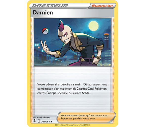 Damien - 241/264 - Carte Dresseur Peu Commune - Épée et Bouclier - Poing de Fusion