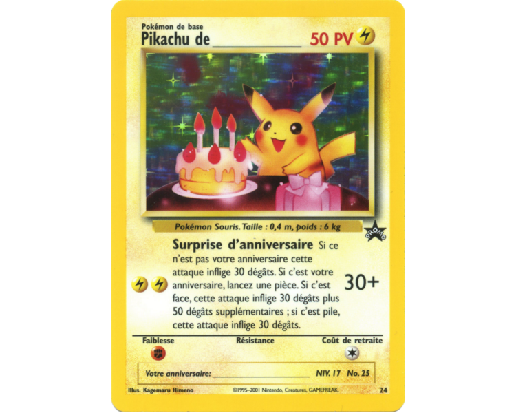 Pikachu de _____ Pv 50 Promo Wizards 24 - Carte Holographique - Épé