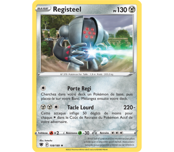 Registeel Pv 130 - 108/189 - Carte Rare Reverse - Épée et Bouclier - Astres Radieux