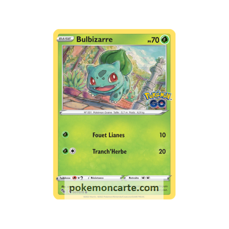 Bulbizarre Pv 70 - 001/078 - Carte Commune - Épée et Bouclier - Pokémon GO