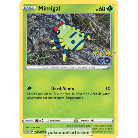 Mimigal Pv 60 - 006/078 - Carte Commune - Épée et Bouclier - Pokémon GO