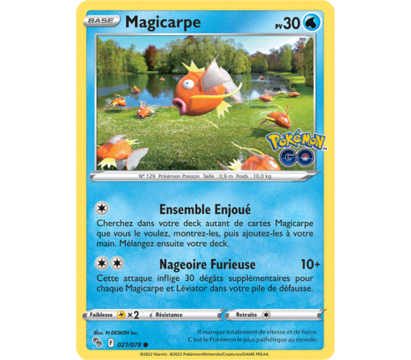 Magicarpe Pv 30 - 021/078 - Carte Commune Reverse - Épée et Bouclier - Pokémon GO