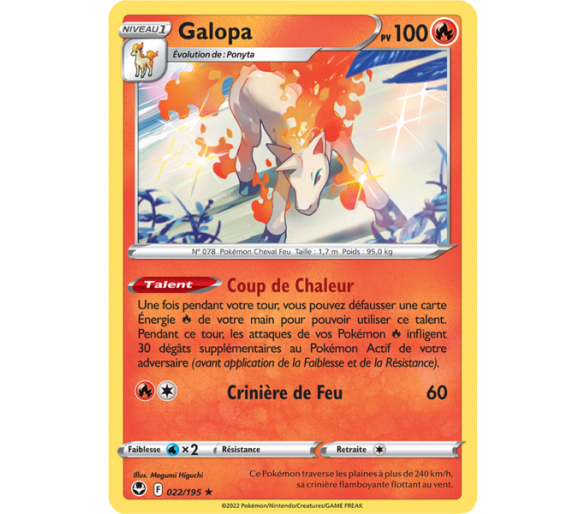 Galopa Pv 100 022/195 - Carte Rare Reverse - Épée et Bouclier - Tempête Argentée