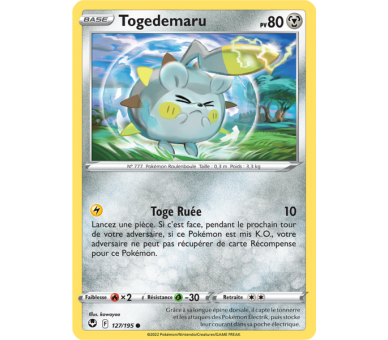 Togedemaru Pv 80 127/195 - Carte Commune - Épée et Bouclier - Tempête Argentée