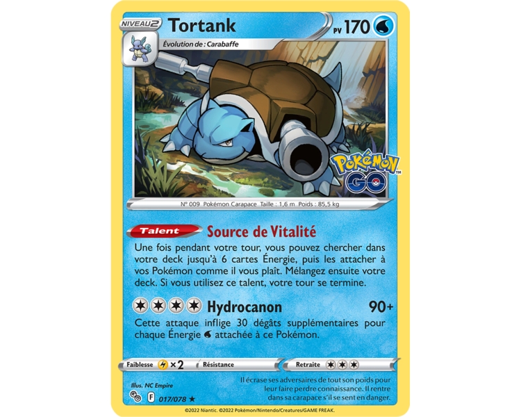 Tortank Pv 170 - 017/078 - Carte Rare Holographique - Épée et Bouclier - Pokémon GO