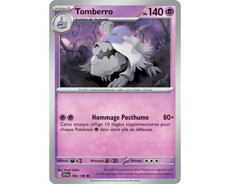 Tomberro Pv 140 106/198 - Carte Rare Holographique - Écarlate et Violet